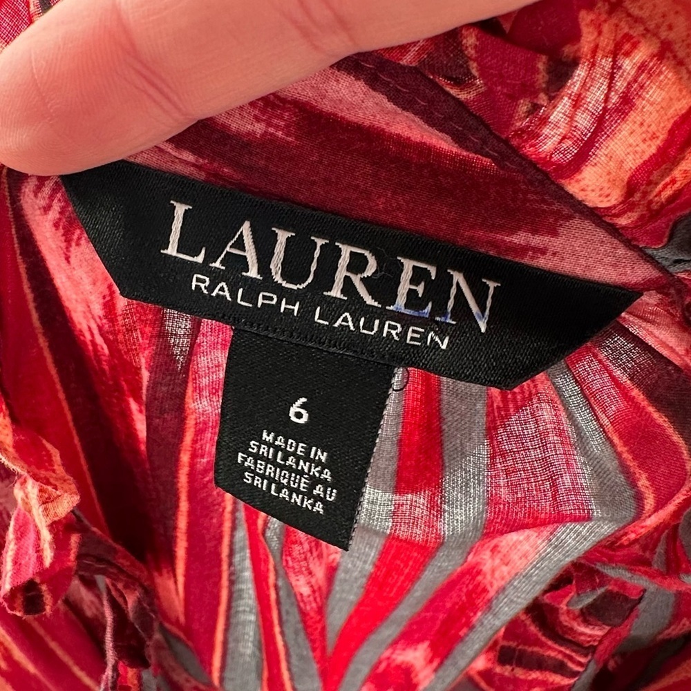 Lauren Ralph Lauren dress size 6 red southwestern rodeo 100% cotton button down - Picture 8 of 11
